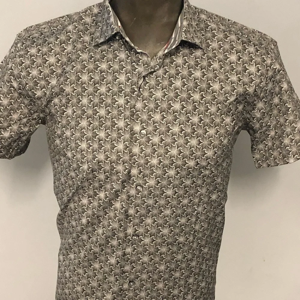 Mizumi shirt button front grey specks modern fit - Picture 2 of 3